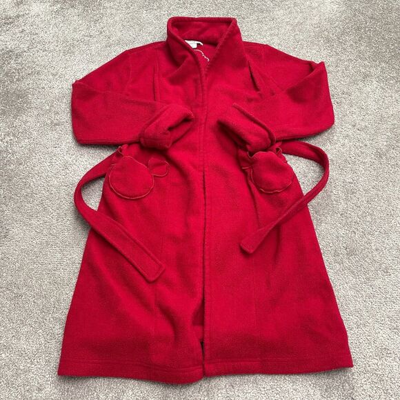 Disney Store Mickey Mouse Pajama Long Robe Boys Kids Medium Red Belted Pocket - Picture 1 of 13